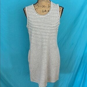 32 Degrees Gray and White Striped Midi Dress